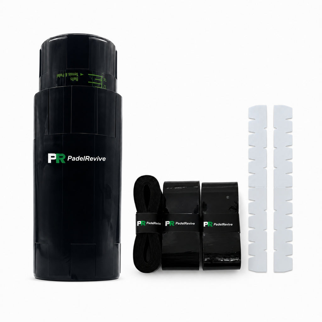 PadelRevive Protect & Preserve Kit — 3-Ball Pressuriser, Comfort Overgrips 3-Pack, and Clear Racket Protector